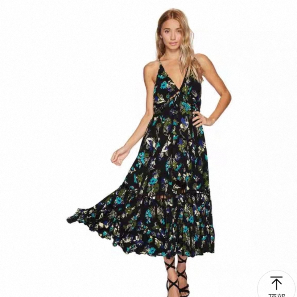 NWT Free People Page Of Gold Maxi Dress Size S